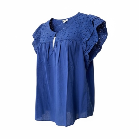 ULTRA PINK XL Cotton Cobalt Blue Eyelet Blouse R $68 NWT - Picture 8 of 8